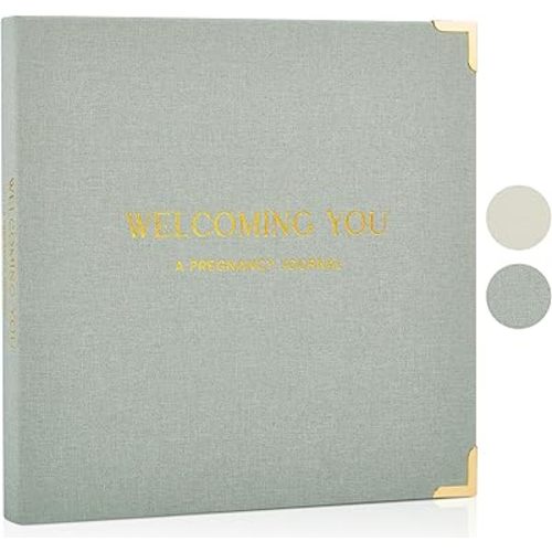Beautiful Linen Pregnancy Journal and Detailed Memory Book with Stickers and Keepsake Pocket - Lovely Must Have Gift for Expecting First Time Moms - The Perfect Planner to Track Pregnancy Milestones