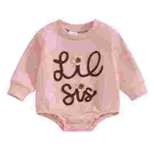 Sister Matching Outfits Baby Girl Sweatshirt Romper Letter Print Long Sleeve Fall Spring Clothes for Toddler Newborn