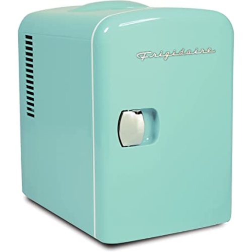 Frigidaire Mini Portable Compact Personal Fridge Cooler, 4 Liter Capacity Chills Six 12 oz Cans, 100% Freon-Free & Eco Friendly, Includes Plugs for Home Outlet & 12V Car Charger - Mint