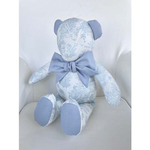 MADE to ORDER - Owen - Handmade Soft Blue Toile Teddy Bear