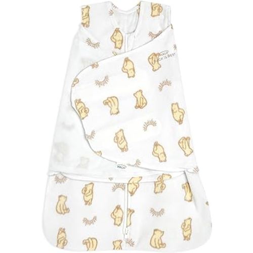 HALO Micro-Fleece Sleepsack Swaddle, 3-Way Adjustable Wearable Blanket, TOG 3.0, Sunshine Winnie, Small, 3-6 Months