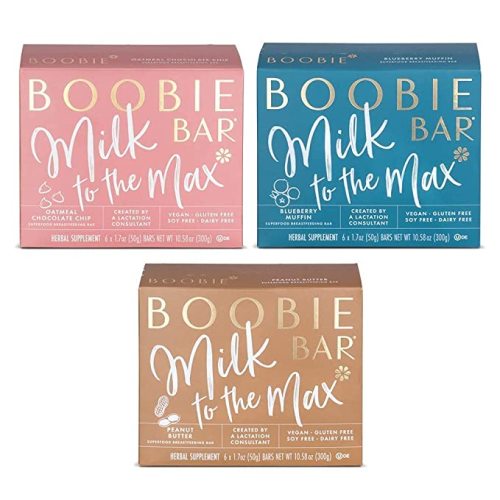 Boobie Bar Superfood Lactation Bars, Lactation Snacks for Breastfeeding to Increase Milk Supply, Fenugreek-Free, Gluten-Free, Dairy-Free, Vegan - Variety Pack (1.7 Ounce Bars, 18 Count) - 18 Count (Pack of 1)