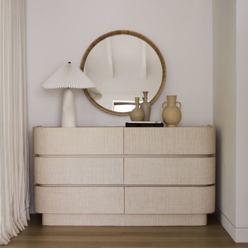 Solstice Painted Raffia 6-Drawer Dresser (60")