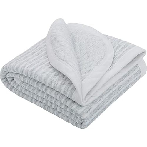 NTBAY Jersey Cotton Quilted Toddler Blanket, Breathable and Warm for Boys and Girls Baby Blanket, 30x40 Inches, Grey Wave