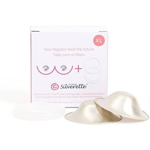 SILVERETTE XL The Original Silver Nursing Cups - Soothe and Protect Your Nursing Nipples -Made in Italy (XL + O- Feel)