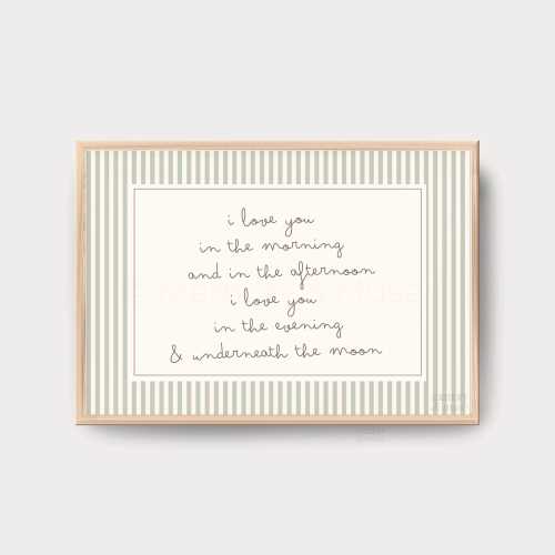 I Love You In The Morning, Nursery Poem Print • Neutral Baby Room Wall Art