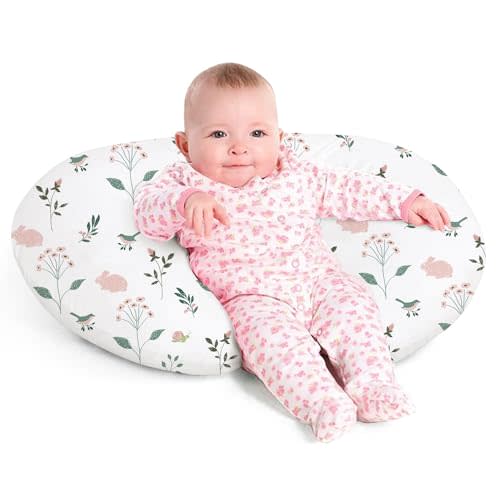 Little Grape Land Nursing Pillow for Infants, Breastfeeding Pillows, Baby Support Pillow for Nursing, Bottle Feeding, Tummy Time with Machine Washable Cover & Breathable Filling, Little Bunny