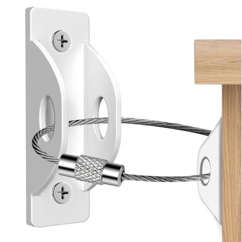 Cadriy Furniture Anchors (8 Packs) Furniture Straps for Baby Proofing, Secure 450lbs Furniture to Wall Prevent Falling, Anti Tip Earthquake Metal Straps for Child and Pet Safety, White