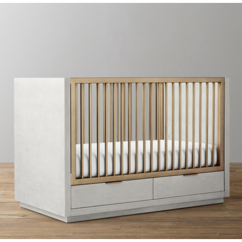 Clio Shagreen Storage Panel Crib - Brass
