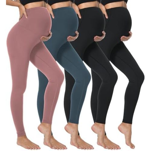 3/4 Pack Women's Maternity Leggings Over The Belly High Waisted Yoga Workout Pregnancy Pants Activewear for Women