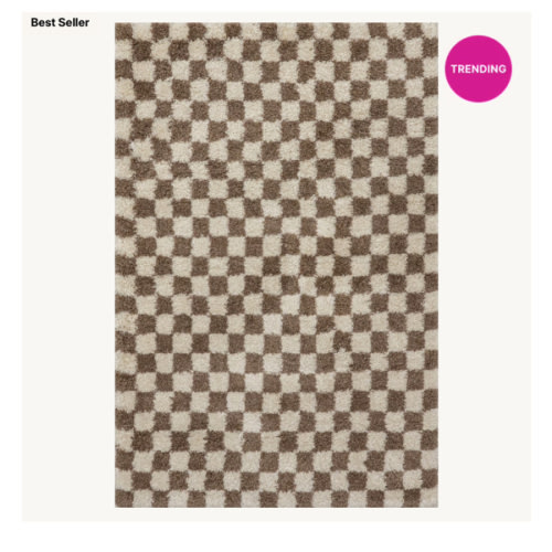 Bettie Retro Checkered Shag Rug | Beige – Rugs USA - Rugs USA