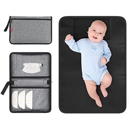 ALLONWAY Portable Changing Pad, Travel Changing Pad for Baby, Portable Diaper Changing Pad, Portable Changing Mat with Pockets& Head Pillow for Toddlers & Newborns, Baby Supplies
