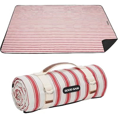 G GOOD GAIN Picnic Blankets Waterproof - Extra Large Outdoor Blanket Sand Free Foldable with Carry Strap for Beach, Camping, Park Grass, Hiking, Travel, Concerts, Indoor(Apple)