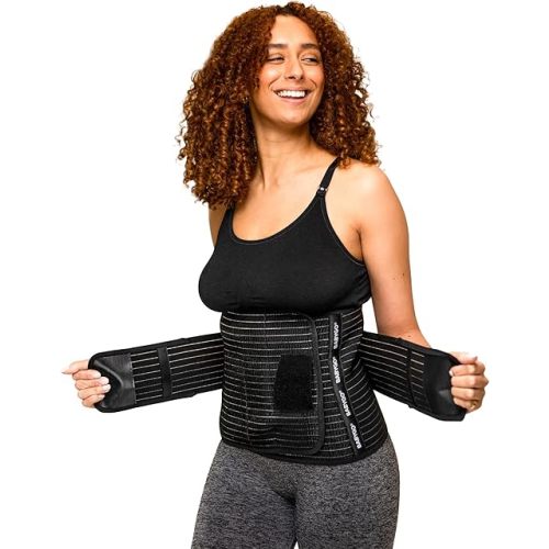 BABYGO® Postpartum Belly Band for Abdominal & C Section Recovery | Binder Wrap Women (Black, One Size)