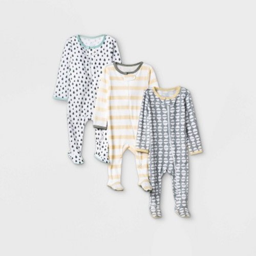 Baby 3pk Dotted Sleep N' Play - Cloud Island™ Yellow/Gray 0-3M