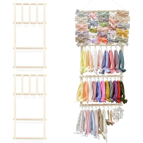 POVETIRE Headband Holder Hair Bows Organizer for Girls, Baby Headbands Hair Accessories Organizer Storage Wall Hanging Decor for Toddler Girls Room