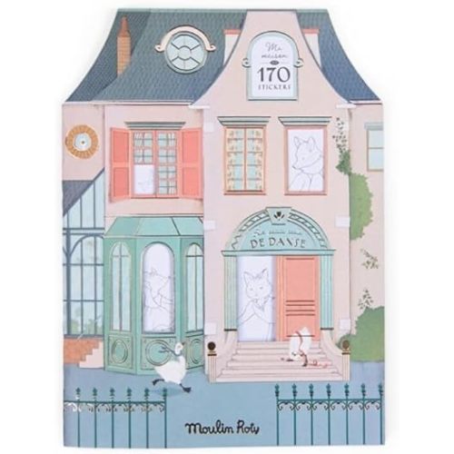 Moulin Roty The Little School Of Dance Coloring Book and Sticker Book with 170 Stickers - Ballet Themed Coloring Fun Pages, Creative Activity Book for Kids & Adults