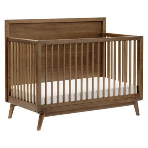 Babyletto Palma Mid-century 4-in-1 Convertible Crib With Toddler Bed Conversion Kit - Natural Walnut