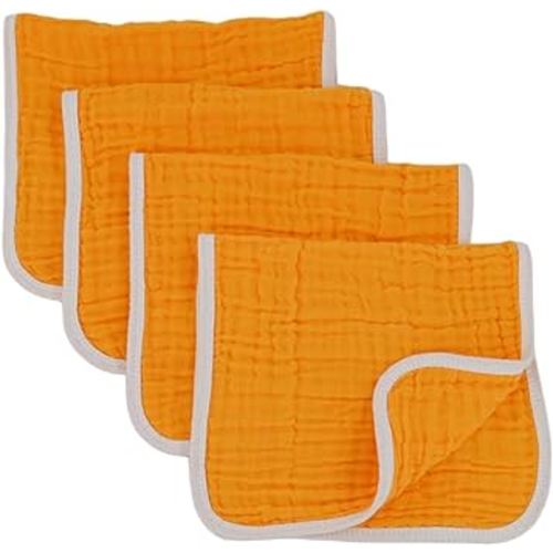 Muslin Burp Cloths Large 20 by 10 Inches 100% Cotton 6 Layers Extra Absorbent and Soft (Orange)
