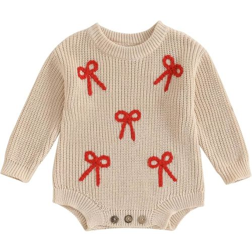 Adobabirl Baby Girl Boy Knitted Sweater Bubble Romper Long Sleeve Jumpsuit Festival Outfit Fall Winter Spring Clothes