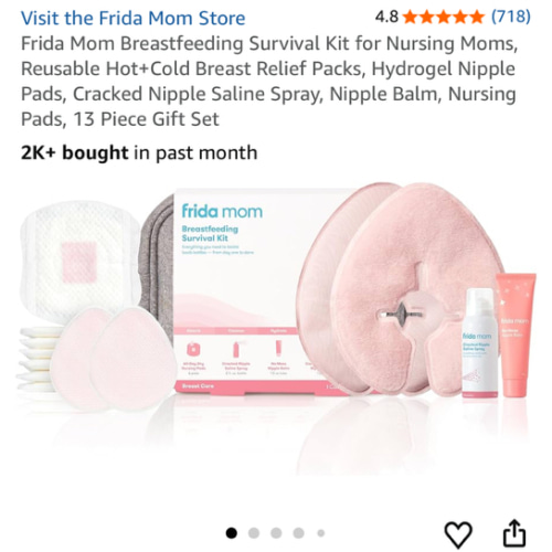 Frida Mom Breastfeeding Survival Kit for Nursing Moms, Reusable Hot+Cold Breast Relief Packs, Hydrogel Nipple Pads, Cracked Nipple Saline Spray, Nipple Balm, Nursing Pads, 13 Piece Gift Set