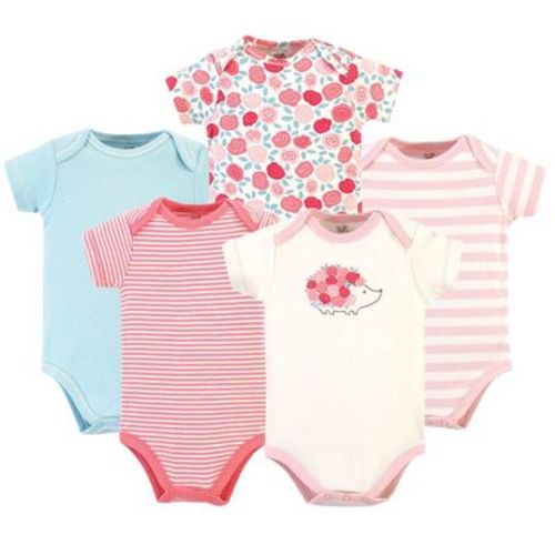 Touched by Nature Baby Girl Organic Cotton Bodysuits 5pk, Rosebud, 0-3 Months