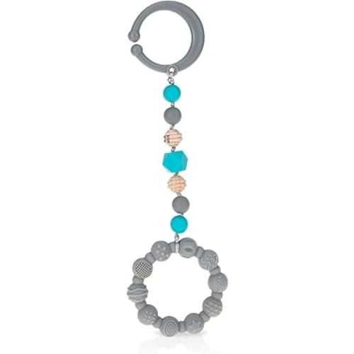 Nuby Soft Silicone Tagalong Teether Ring (Grey)