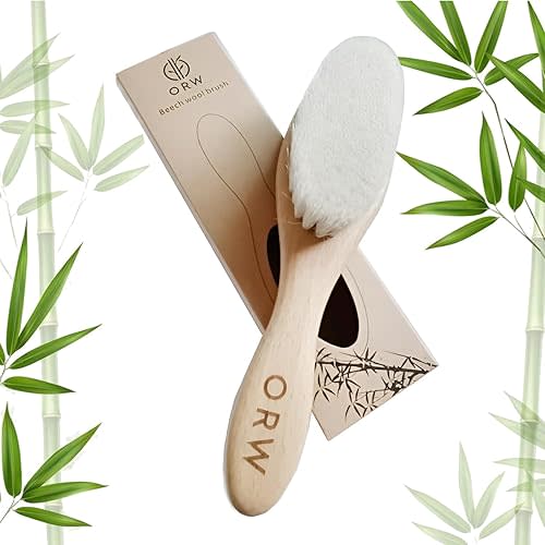 ORW OREN’S Beechwood Handle & Wool Bristle Baby Hair Brush for Newborn, Toddlers, Infants, Girls & Boys — Natural White Soft Bristles Brush for Gentle Scalp Grooming, Cradle Cap Relief