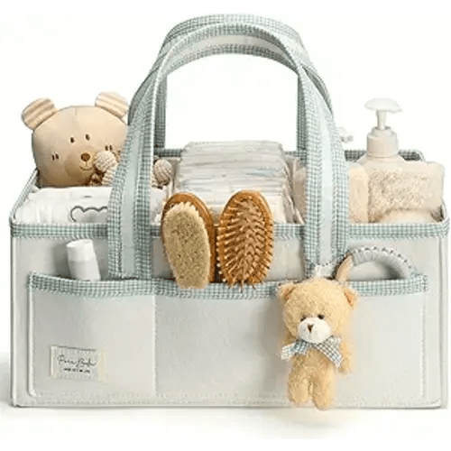 XL Diaper Caddy Organizer With Handle, Baby Shower Gifts Basket Bag, Registry Search Must Haves Items, Newborn Girl Boy Nursery Storage Organizer, Baby Bag Essentials, Car Diaper Caddy Cart