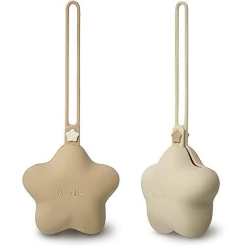 Moonkie Silicone Pacifier Holder Case, Cute Portable Pacifier Storage Case, 2 Pack
