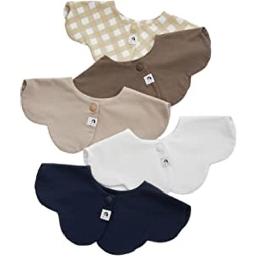 Konny Baby Bibs 5-Pack, 360 ​​° Rotate, Soft and Absorbent Bandana Drooling for Boys Girls