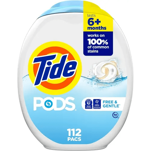 Tide PODS Free & Gentle Laundry Detergent Soap Pacs, 112 Count, Tide PODS Laundry Detergent