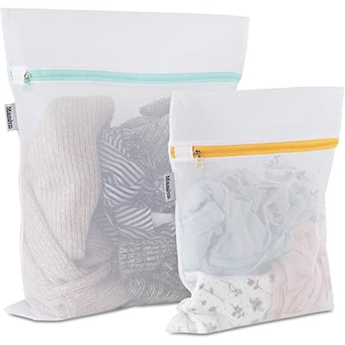Mesh Laundry Bag for Delicates, Wash Bags for Underwear and Lingerie, Makeup Organizer Bag (1 Medium, 1 Small)