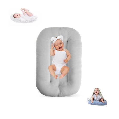 Baby Lounger for Infants Babies 0-12 Months, Bionic Organic Lounger, Soft Cotton Breathable Infant Floor Seats & Loungers for Newborn Baby Shower Gifts (Gray)