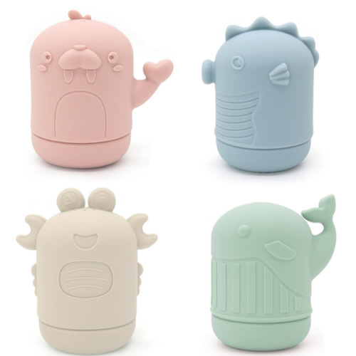 Ginbear Silicone Baby Bath Toys, Non-Toxic Mold Free Infant Squirty Bathtub Toys for Toddlers 6 Months+, Pack of 4 (Marine)