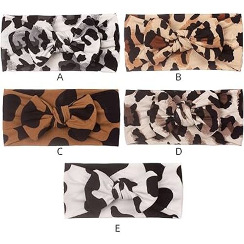 Baby Girl's Cute Toddler Bow Headbands Bowknot Rabbit Hairband Headwear for Daily Life Travel Photography (Leopard 5 Pcs)