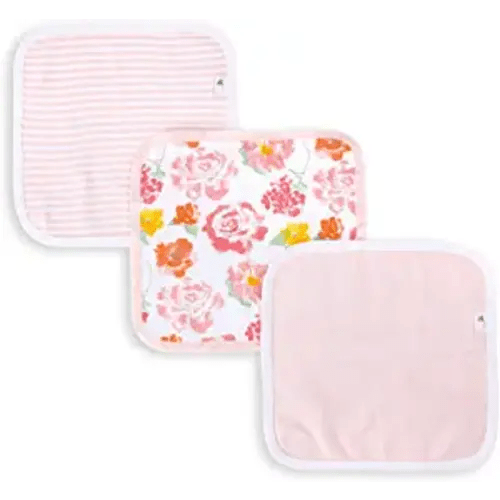 Burt's Bees Baby Washcloths, Absorbent Knit Terry, Super Soft 100% Organic Cotton - 3-Pack - Rosy Spring