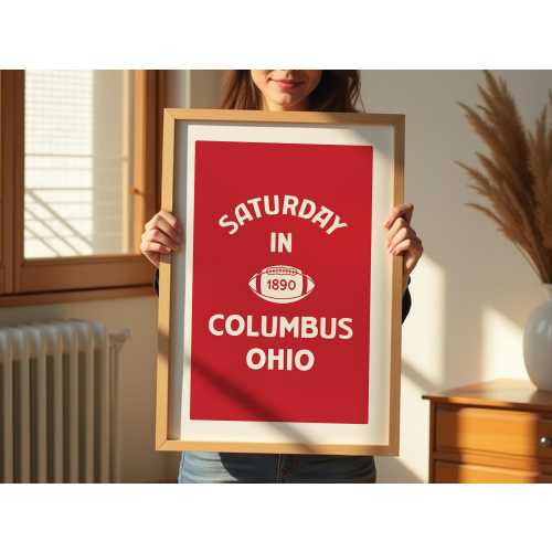 Retro Ohio Sports Prints Ohio Football Art Poster Set of 2 Sports Team Wall Prints Football Decor Gift for Sports Lover Wall Art