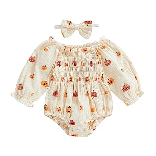 farrubbyine8 Newborn Baby Girl Outfit Cute Romper Long Sleeve Ruched Bodysuit Comfy Outfits Baby Girl Clothes
