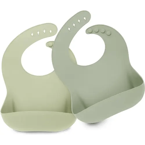 KeaBabies 2-Pack Silicone Bibs For Babies, Silicone Baby Bibs for Eating, Food-Grade Pure Silicone Bib, Toddler Bibs, Waterproof Bibs, Feeding Bibs, Silicon Bibs for Toddlers, Boys, Girls (Sage)