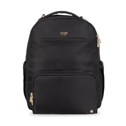 JuJuBe New Classic Diaper Bag Backpack with Portable Changing Pad, Stroller Straps, Large Travel Backpack for Boy or Girl, Carrying Baby Bottles, Wipes, Diapers, Pacifiers, Black, Mothers Day GIft