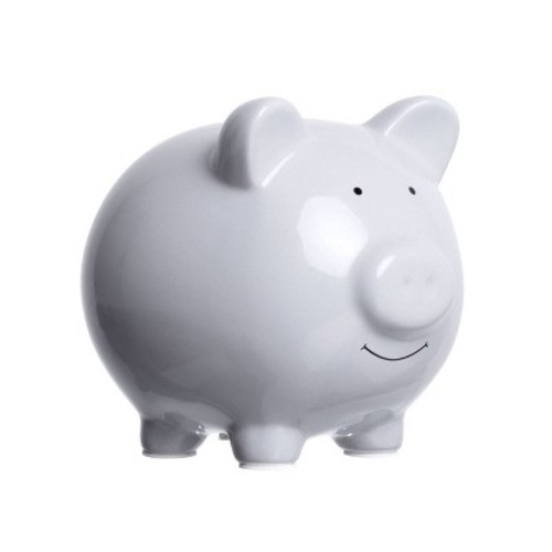 Pearhead Piggy Bank - Gray: Ceramic, Decorative Bank, 6.25" Height