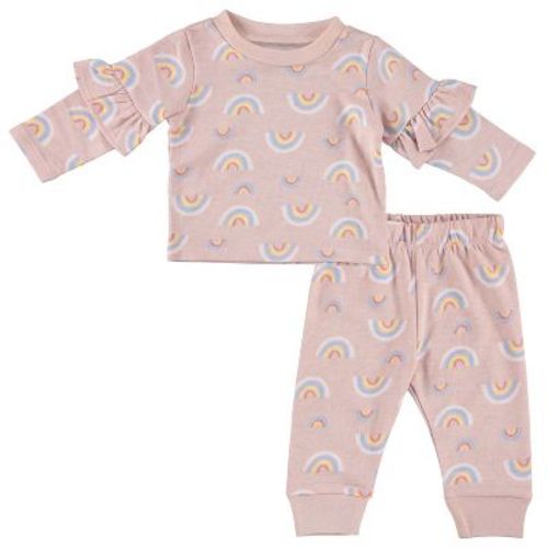 Chick Pea Baby Girl Clothes Pant Outfit Log Sleeve Newborn Size 2 Pack Reinbow Magical Pink 3-6m