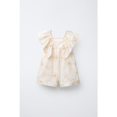 SHORT GLITTER FLORAL JUMPSUIT - Ecru | ZARA United States