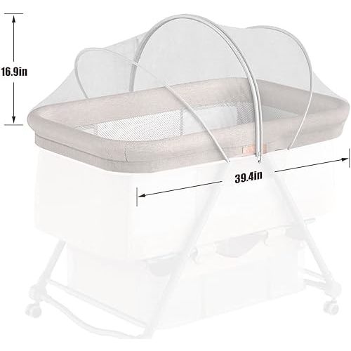 Bassinet Cover for Cats with Two-Way Zipper,Portable Bassinet Mosquito Net Cover,Mosquito Net to Keep Pets Out(White)