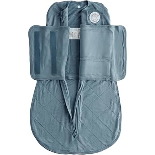 Dreamland Baby Viscose Swaddle Blanket (0-6 Months). 1.0 TOG Ultra Soft Swaddle Blanket w/Built in Band. 97% Viscose, 3% Spandex (Ocean). Mom-Owned US Business, Premium Materials