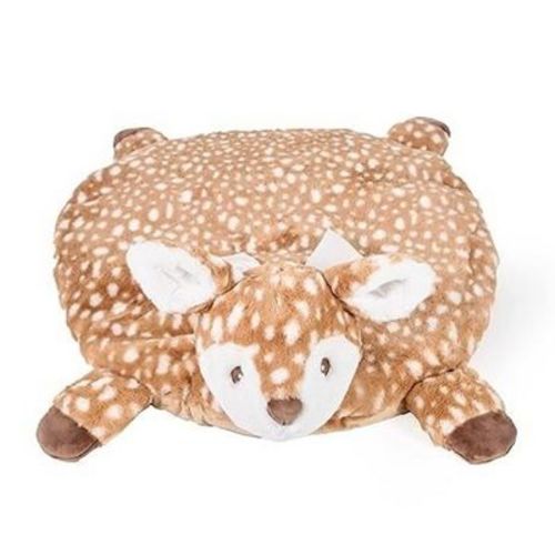 Bearington Baby Lil' Willow Tummy Time Mat, 30 X 30 Inch Fawn Plush Stuffed Animal Blanket, Woodland Nursery Decor