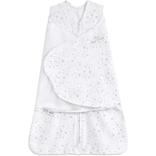 HALO 100% Cotton Sleepsack Swaddle, 3-Way Adjustable Wearable Blanket, TOG 1.5, Midnight Moons Grey, Small, 3-6 Months