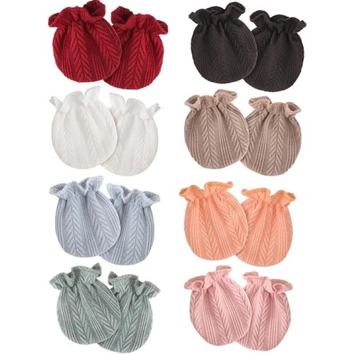 Newborn Baby Mittens No Scratch Cotton Elastic Wrist Gloves Infant Toddler Mittens for Baby Boy Girl 0-6 Months