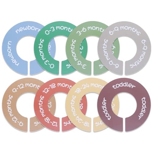 ITDYB Baby Closet Dividers - Set of 8 Round Double-Sided Clothes Size Dividers from Newborn to Toddler, Gender-Neutral Baby Clothes organizer for nursery room decor